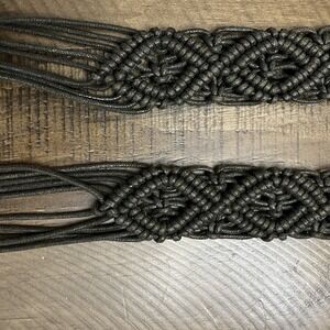 Women's Woven Tie Leather Belt 32" Brown Western Boho Coastal Cowgirl‎